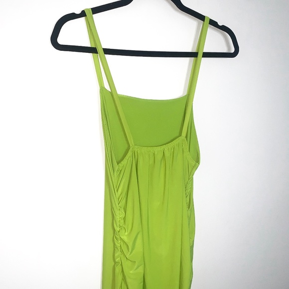 Neon Yellow, Midi, Bodycon Ruched Dress - Picture 3 of 8